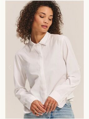 Velvet Jocelyn Pearl Collar Button-Up Shirt